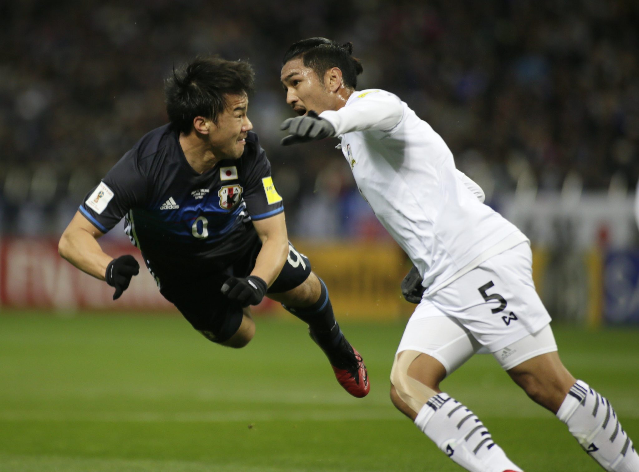 Japonia: mecz Japonia-Tajlandia rozgrywany w ramach eliminacji Mistrzostw Świata w 2018 r. w Saitamie (foto. PAP/EPA/KIMIMASA MAYAMA)