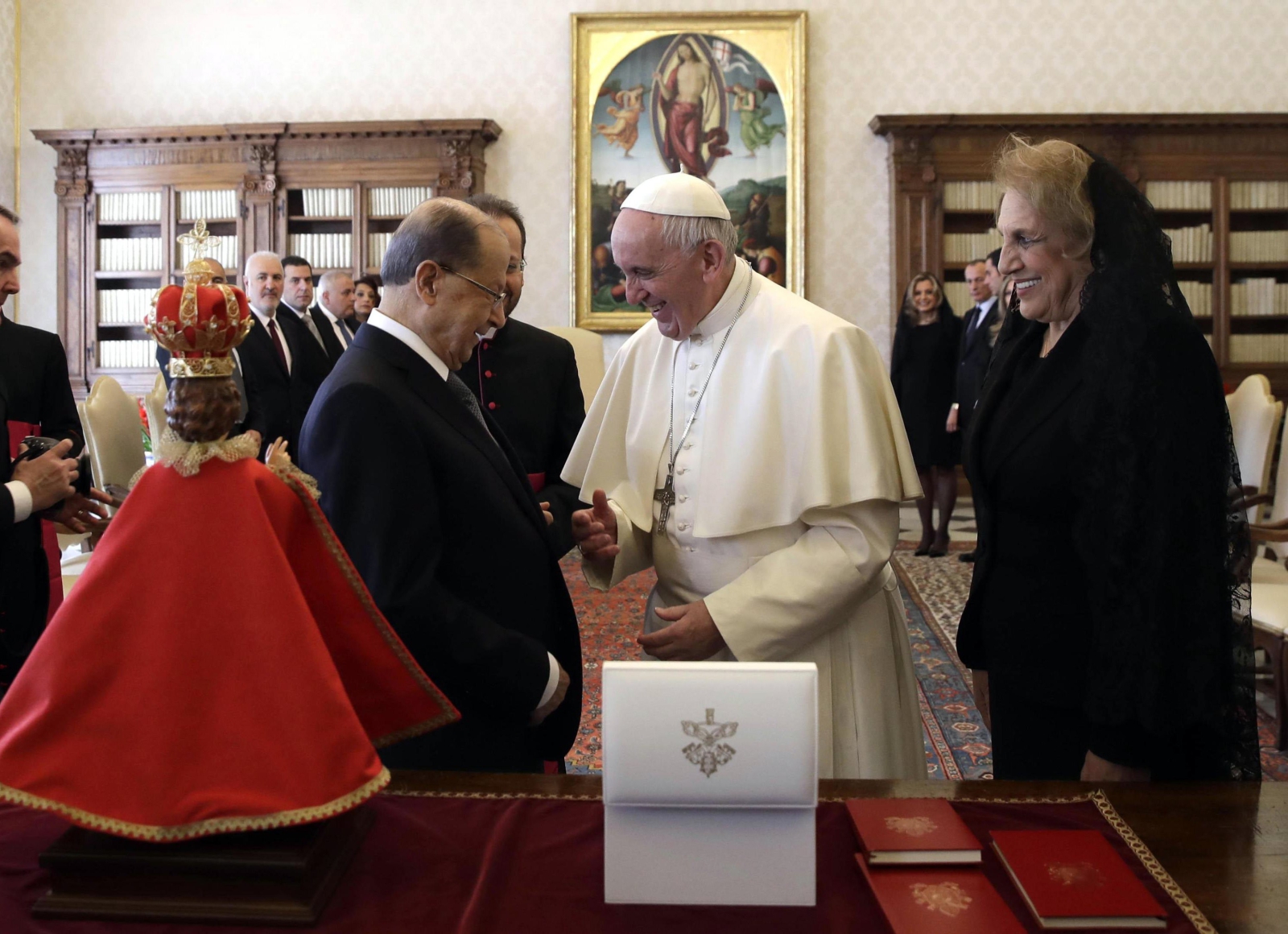 Prezydent Libanu z wizytą u Ojca Świętego.
Fot. PAP/EPA/ALESSANDRA TARANTINO / POOL