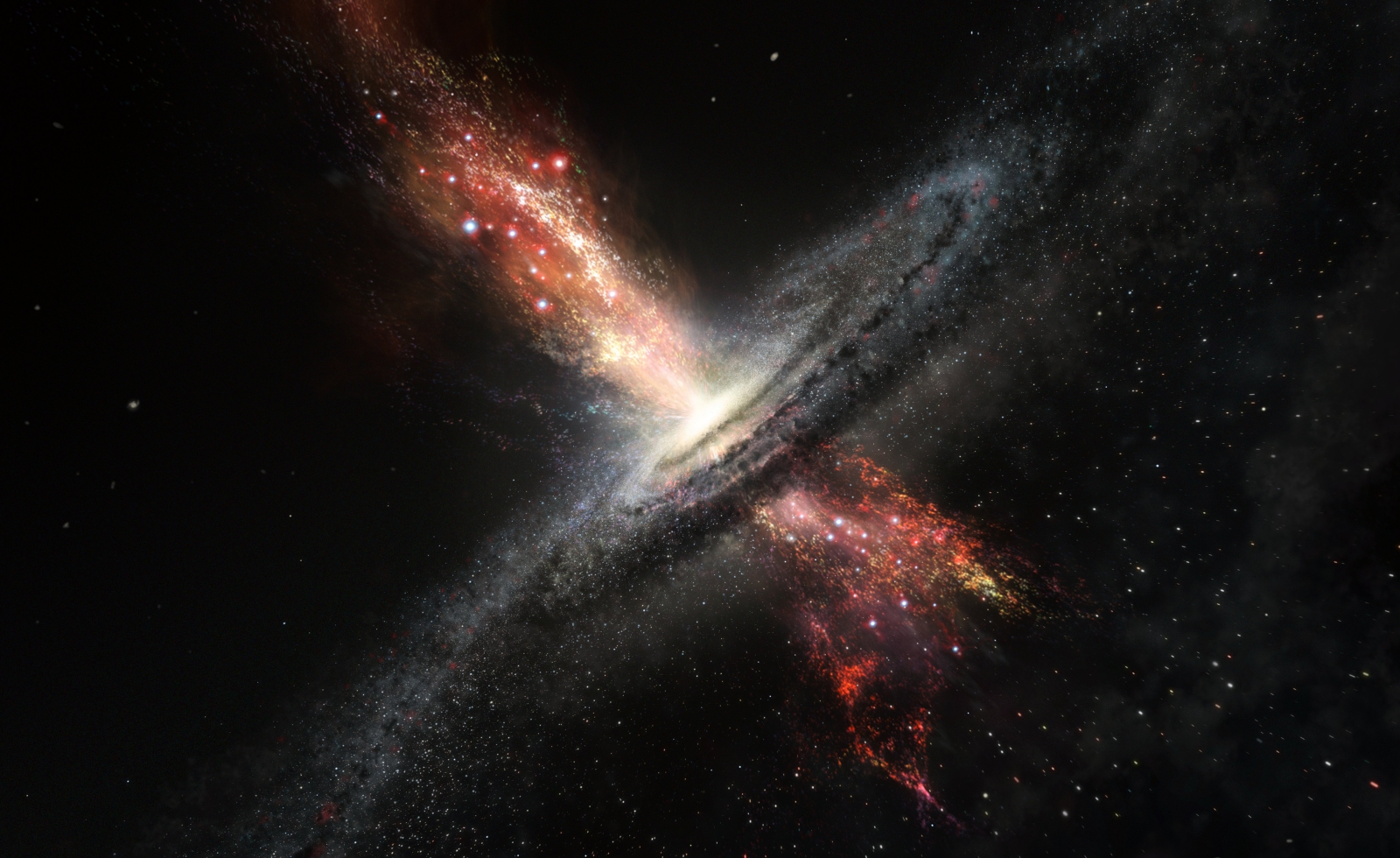 Zdjęcie opublikowane przez Południowe Europejskie Obserwatorium Astronomiczne pokazujące artystyczną wizję galaktyki.