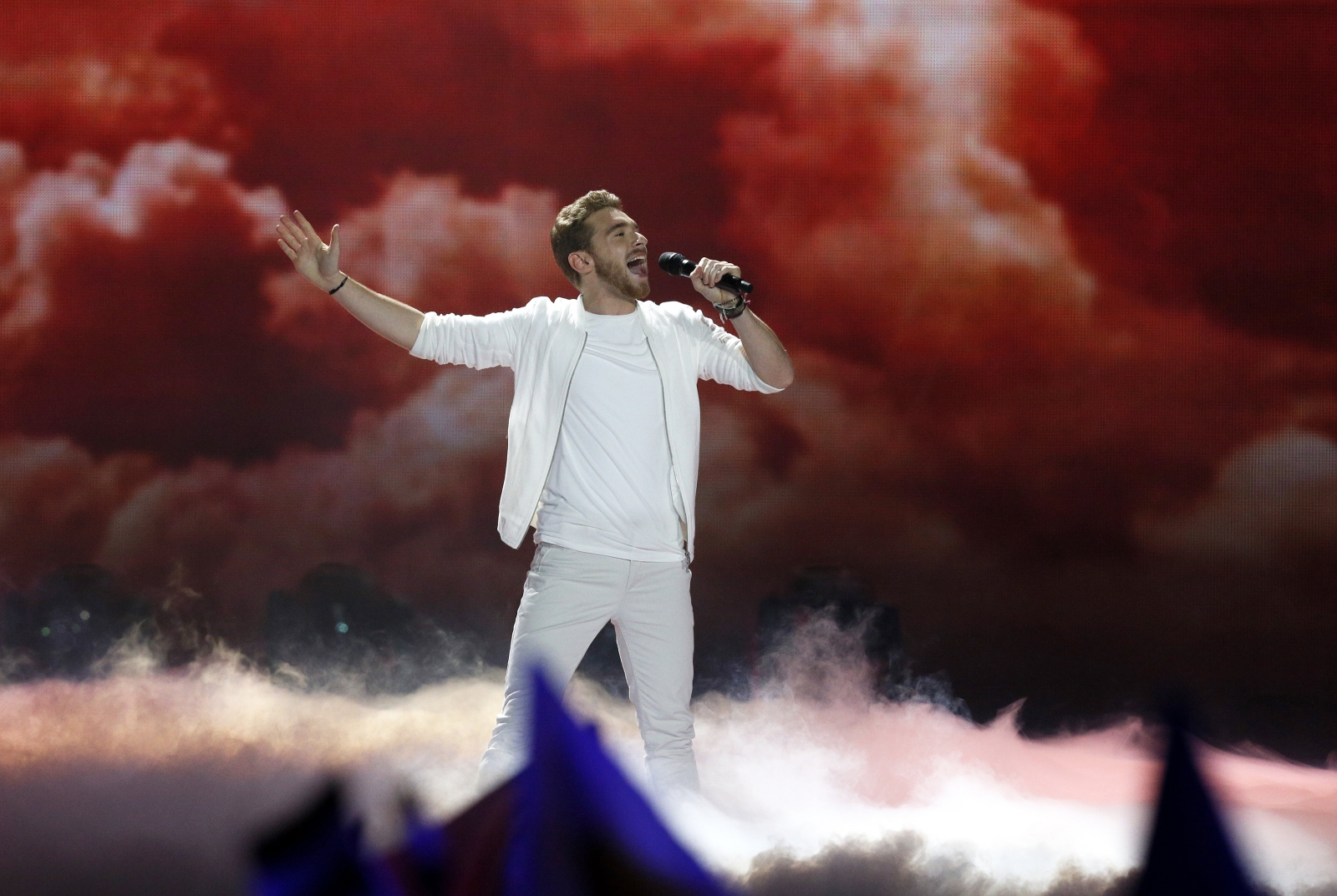 Nathan Trent z Austrii w trakcie finału Eurowizji w Kijowie, Ukraina