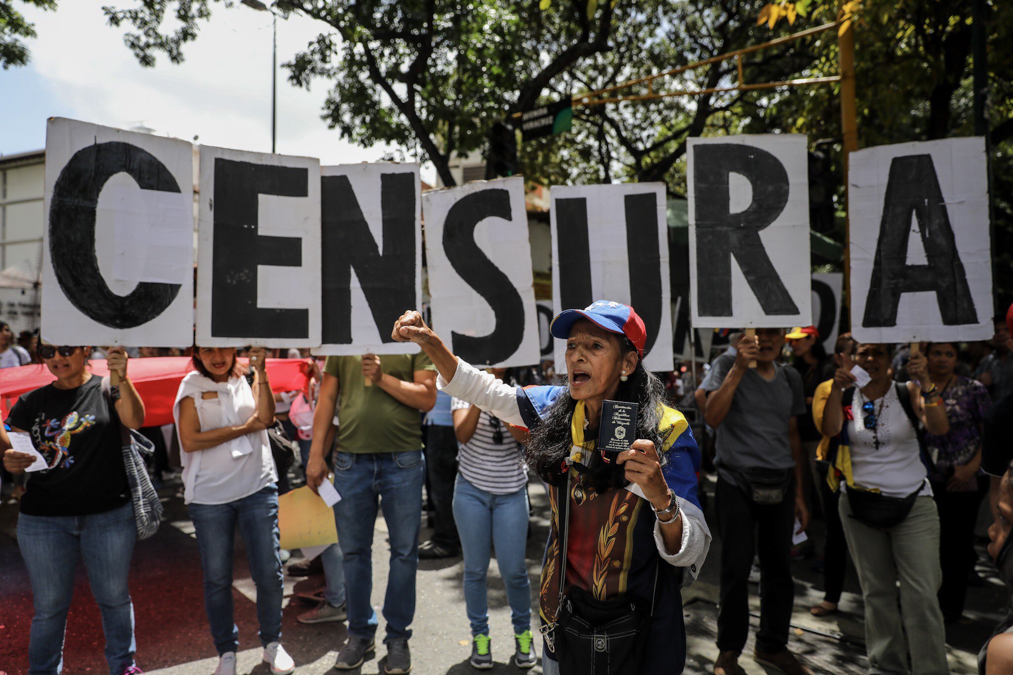 Caracas, Wenezuela protesty w obronie wolności prasy / fot: Miguel Gutierrez EPA.