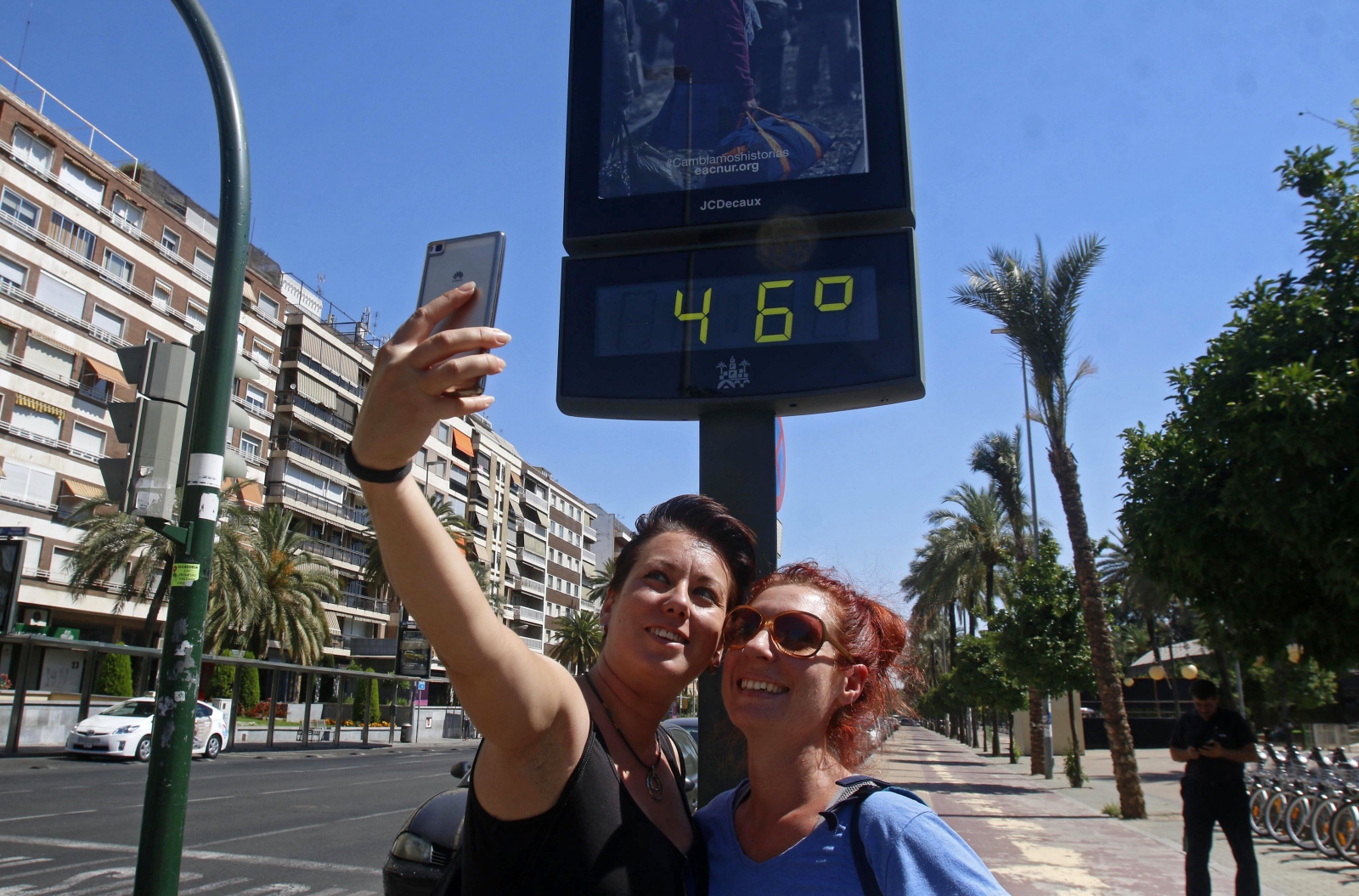 Fale upałów w Hiszpanii – termometr pokazuje 46 stopni Celsjusza, Kordoba, Hiszpania.