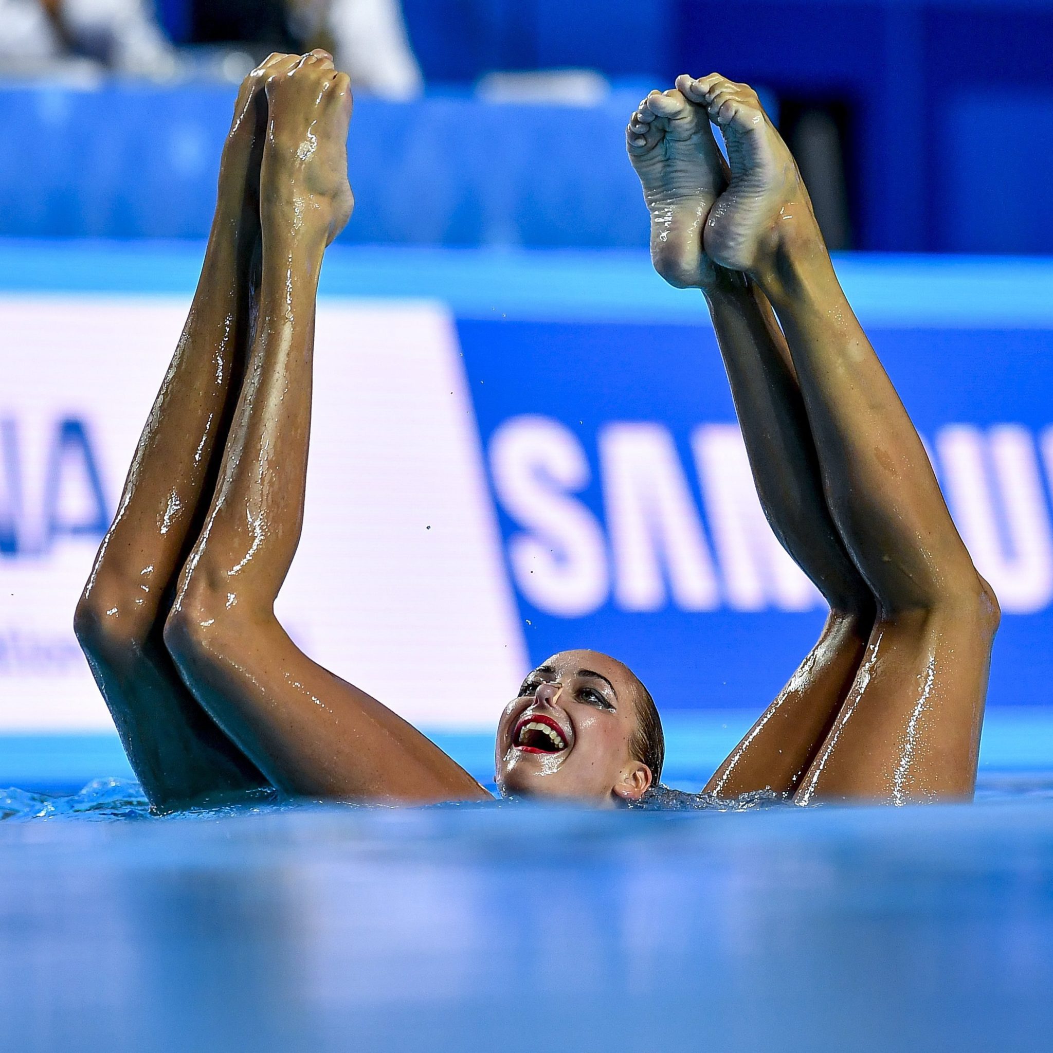 Ukraińska drużyna Mistrzostwach Świata w Pływaniu Synchronicznym, fot: Zsolt Czegledi, Dostawca: PAP/EPA.