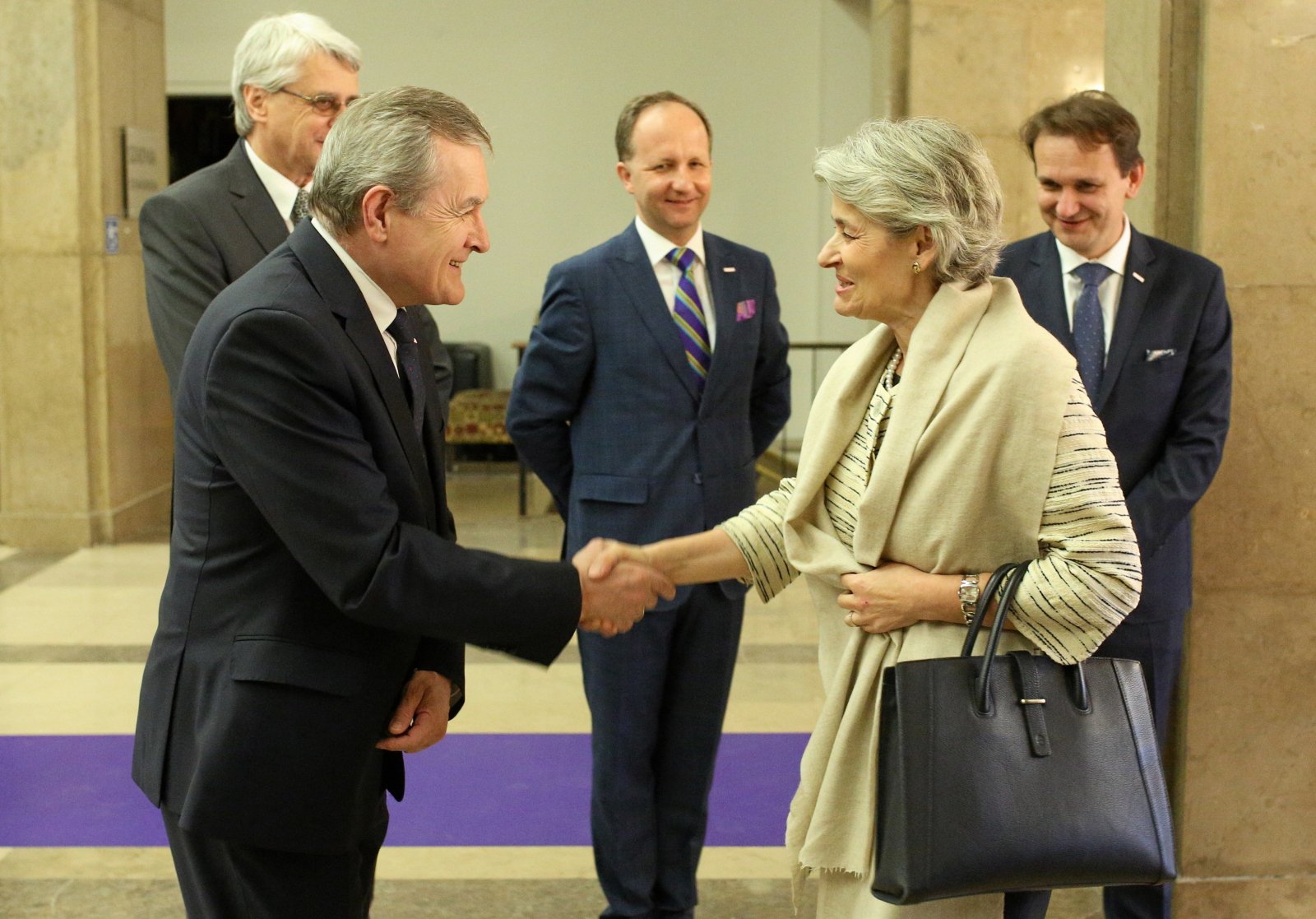 Dyrektor generalna UNESCO Irina Bokova oraz wicepremier Piotr Gliński w Krakowie