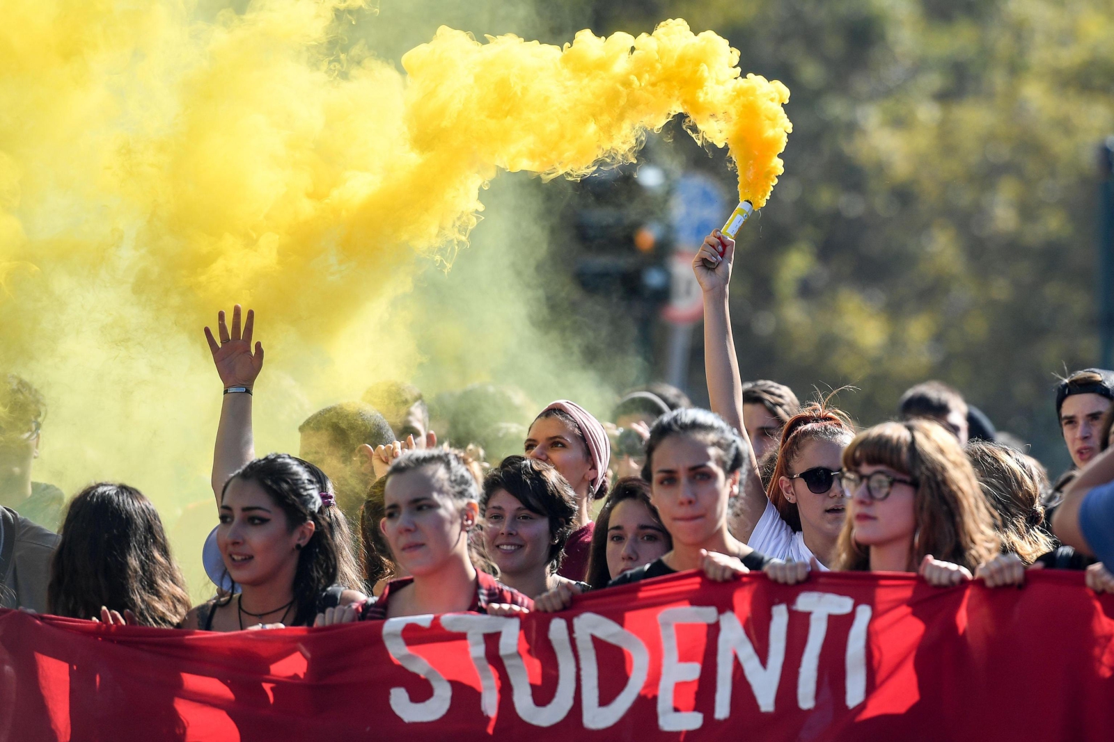 Protesty studenckie we Włoszech EPA/ALESSANDRO DI MEO 