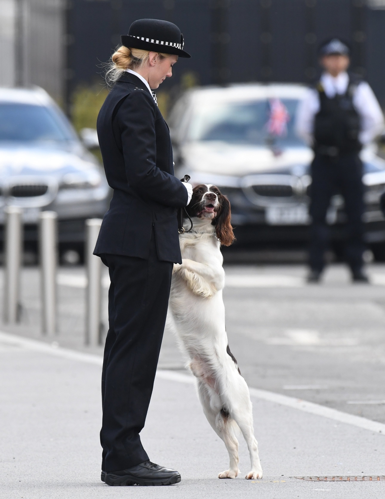 Londyn. Policjantka wraz z psem policyjnym.. fot. EPA/FACUNDO ARRIZABALAGA