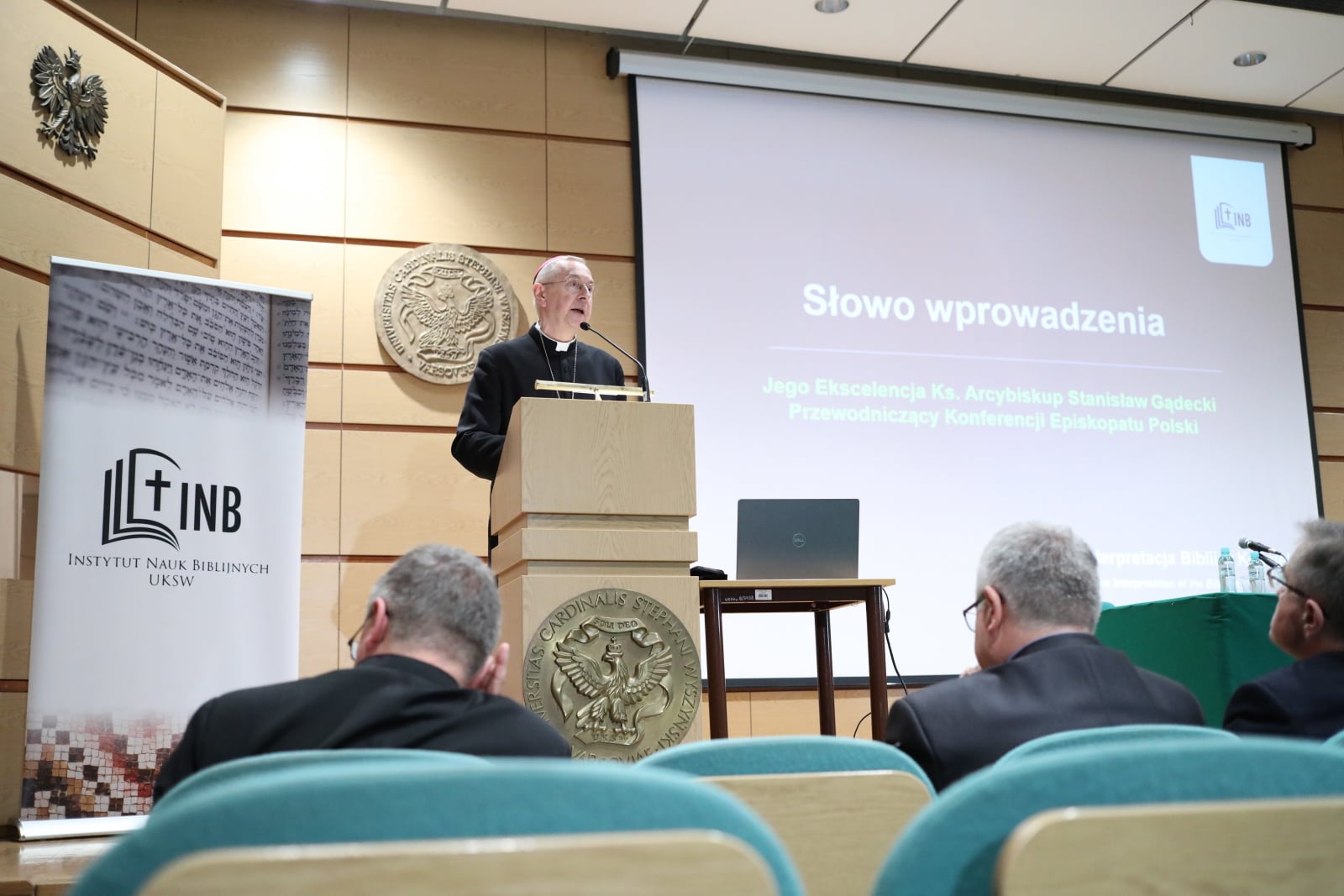 Przewodniczący Konferencji Episkopatu Polski abp Stanisław Gądecki podczas międzynarodowej konferencji naukowej Instytutu Nauk Biblijnych UKSW 