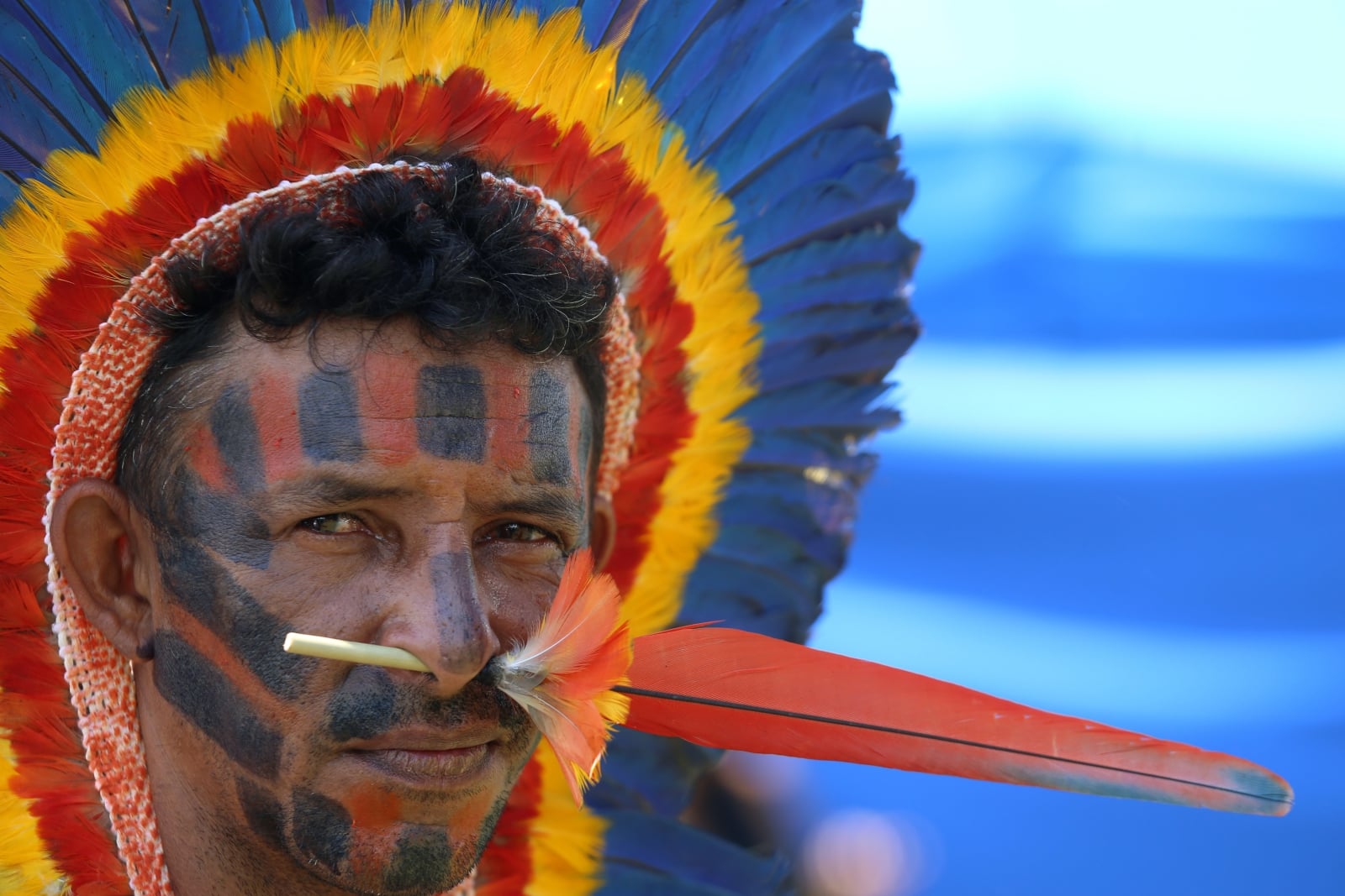 Protesty brazylijskich indian w Brasilia, Brazylia.
