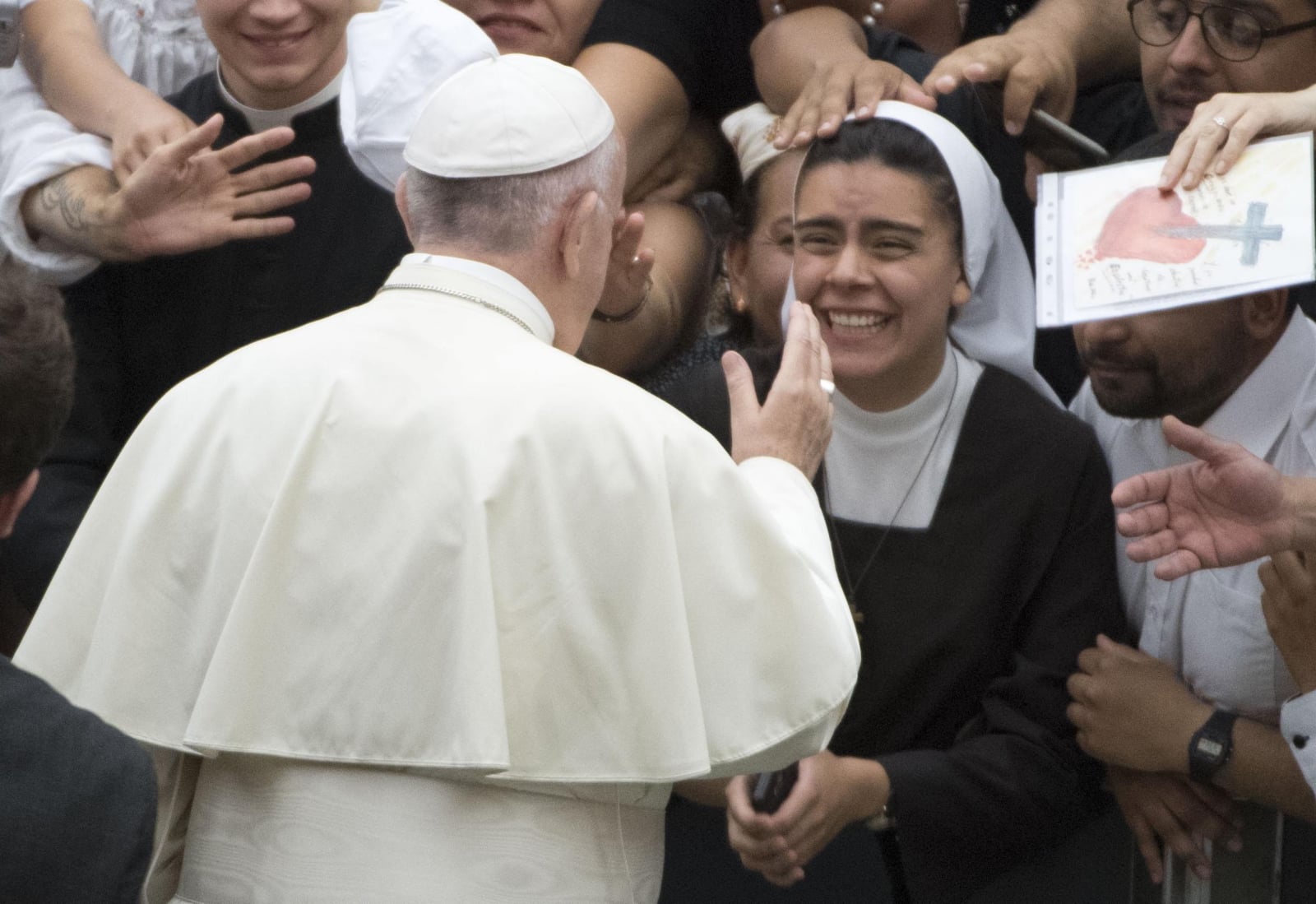 Papież Franciszek podczas cotygodniowej audiencji generalnej, fot. WatykanEPA/MAURIZIO BRAMBATTI 
