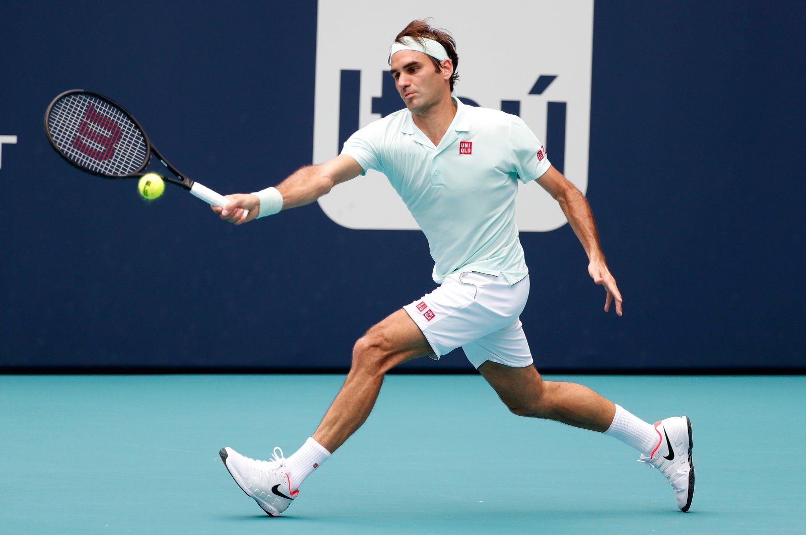 Roger Federer podczas Miami Open. Fot. PAP/EPA/RHONA WISE