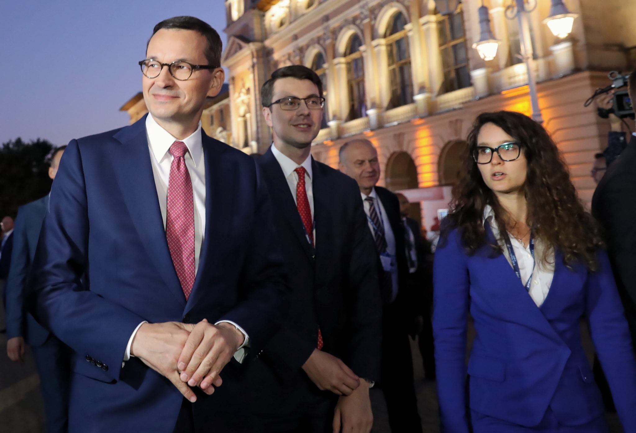 Polska:  Premier Mateusz Morawiecki oraz rzecznik prasowy rządu Piotr Mueller w drugim dniu XXIX Forum Ekonomicznego w Krynicy-Zdroju. Fot. Grzegorz Momot/pap