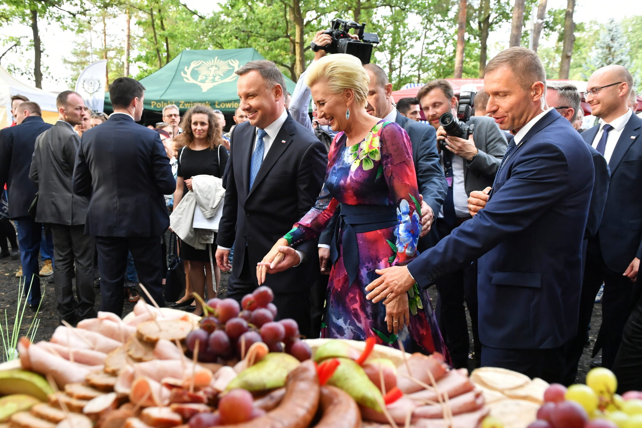 Para prezydencka gościła dziś na dorocznych, tradycyjnych dożynkach w Spale. fot. PAP/Grzegorz Michałowski