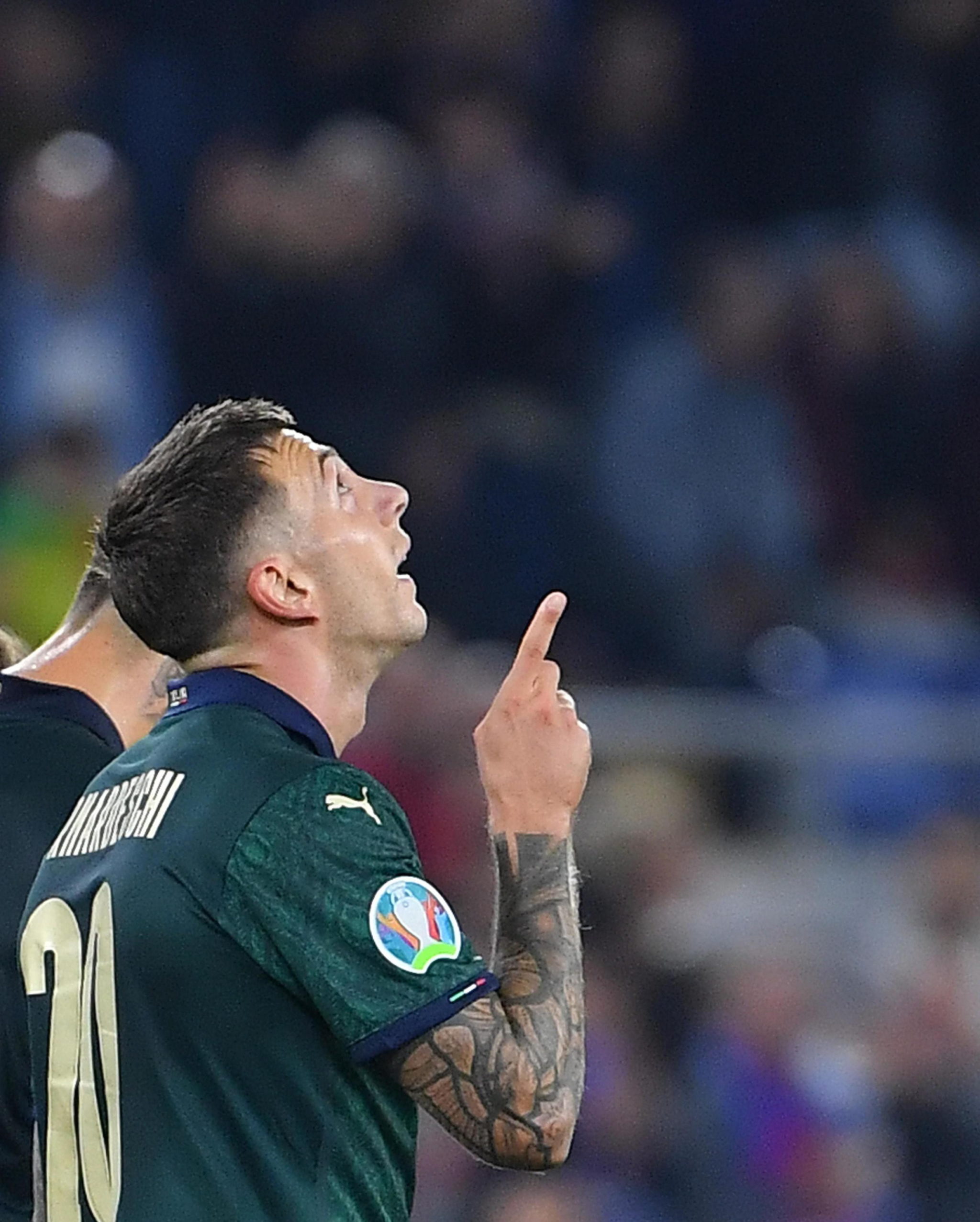 Włoski piłkarz Federico Bernardeschi świętuje strzelenie drugiej bramki podczas meczu eliminacyjnego grupy J UEFA EURO 2020 pomiędzy Włochami i Grecją (wynik meczu 2:0), fot. ETTORE FERRARI 