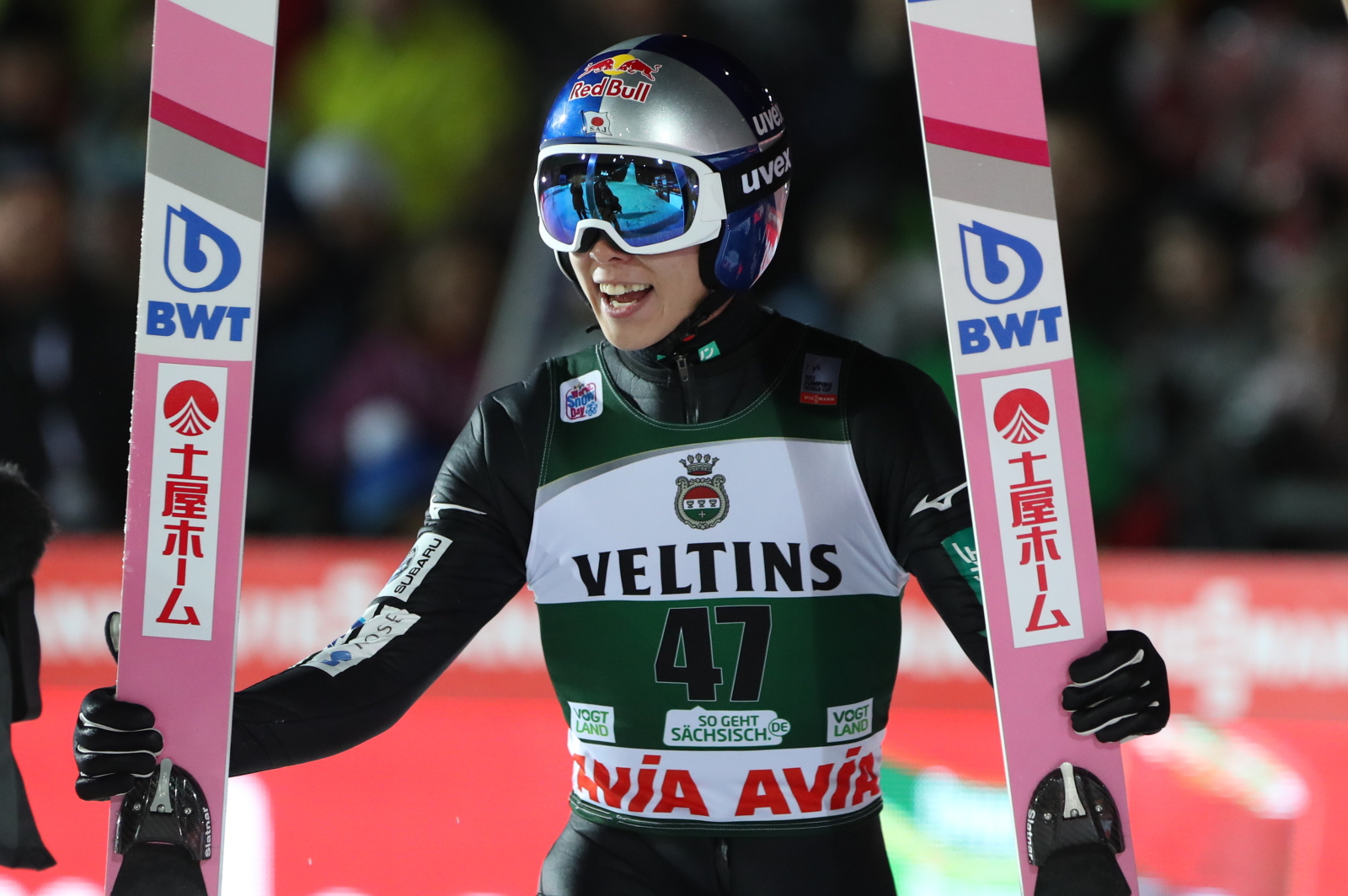 Ryoyu Kobayashi, podczas indywidualnego konkursu Pucharu Świata, w skokach narciarskich,w Klingenthal. PAP/Grzegorz Momot