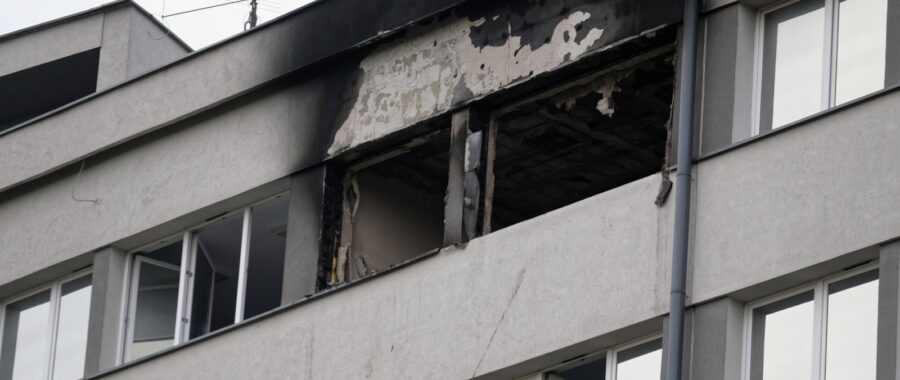 Pożar szpitala w Katowicach fot. PAP/Andrzej Grygiel