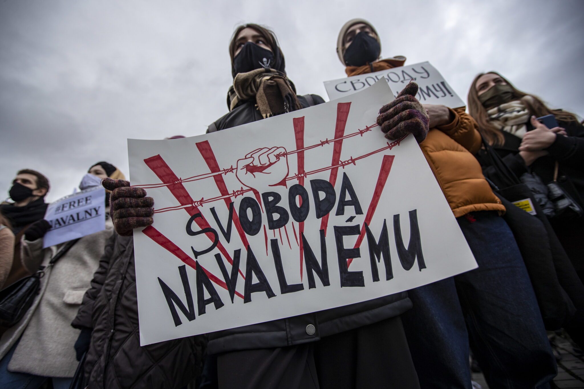 Czechy: protest poparcia dla rosyjskiej opozycji zorganizowany w Pradze, fot. EPA/MARTIN DIVISEK 