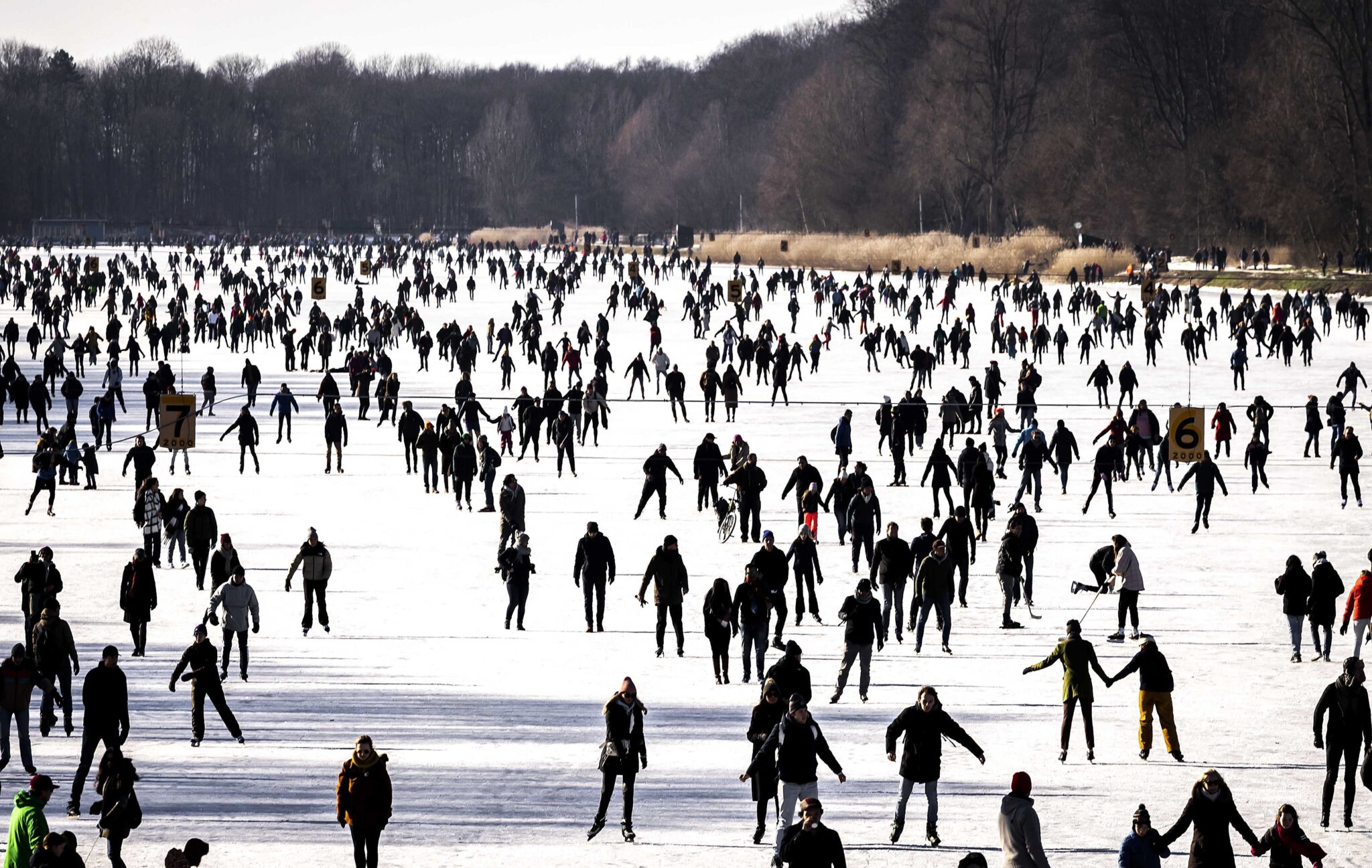 Niderlandy: Amatorzy jazdy na łyżwach licznie korzystają z uroków zimy. fot. EPA/Remko de Waal 
