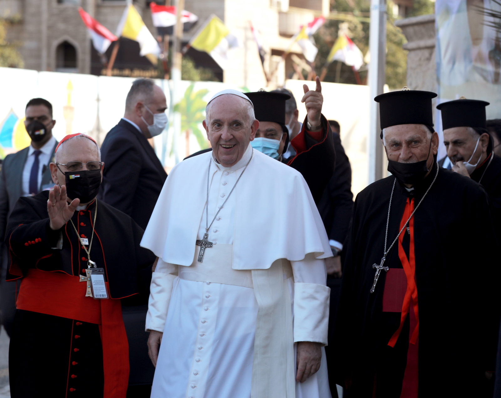 Papież podczas spotkania z duchownymi fot. EPA/MURTAJA LATEEF 