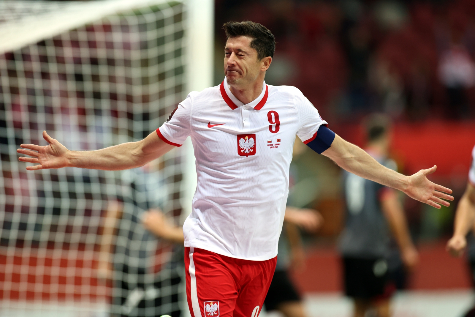 Trwa mecz Polski z Albanią w eliminacjach do Mistrzostw Europy w piłce nożnej 2022 fot.  PAP/Leszek Szymański