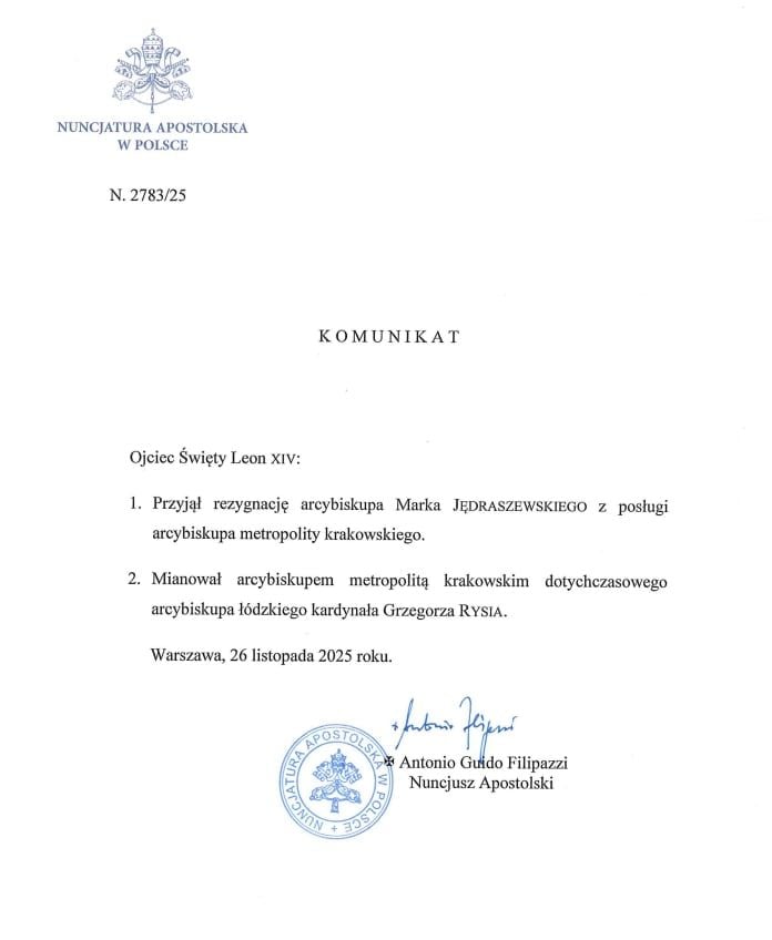 Kard. Grzegorz Ryś został nowym metropolitą krakowskim