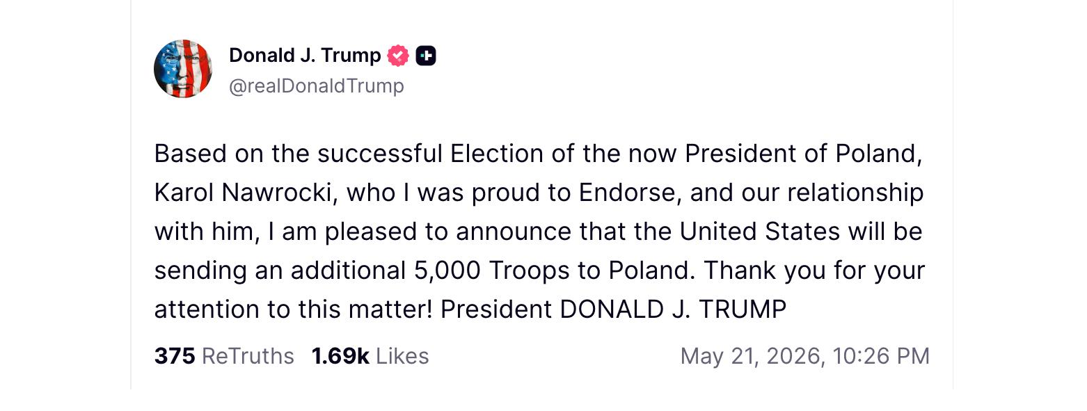 Decyzja Trumpa w sprawie żołnierzy USA w Polsce