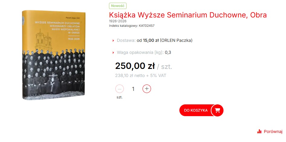 Książka o historii Wyższego Seminarium Duchownego Misjonarzy Oblatów MN w Obrze dostępna w sprzedaży